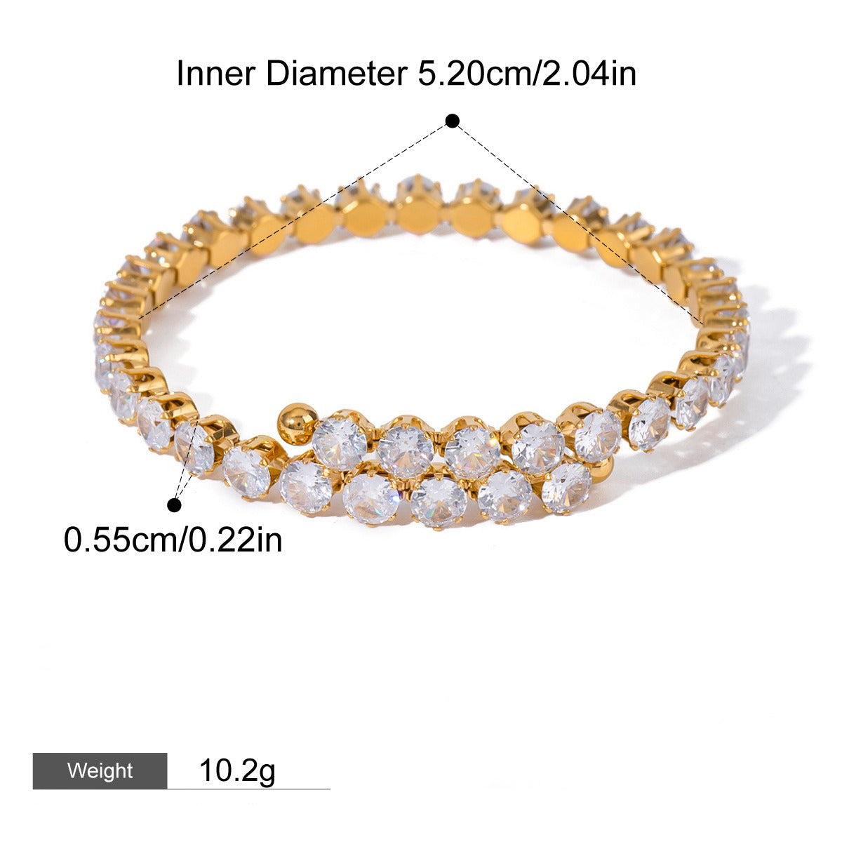 Smykkesett Dame 18K Gullbelagt - Geometrisk Edelsten Armbånd Hårtilbehør Style H-Bracelet-16