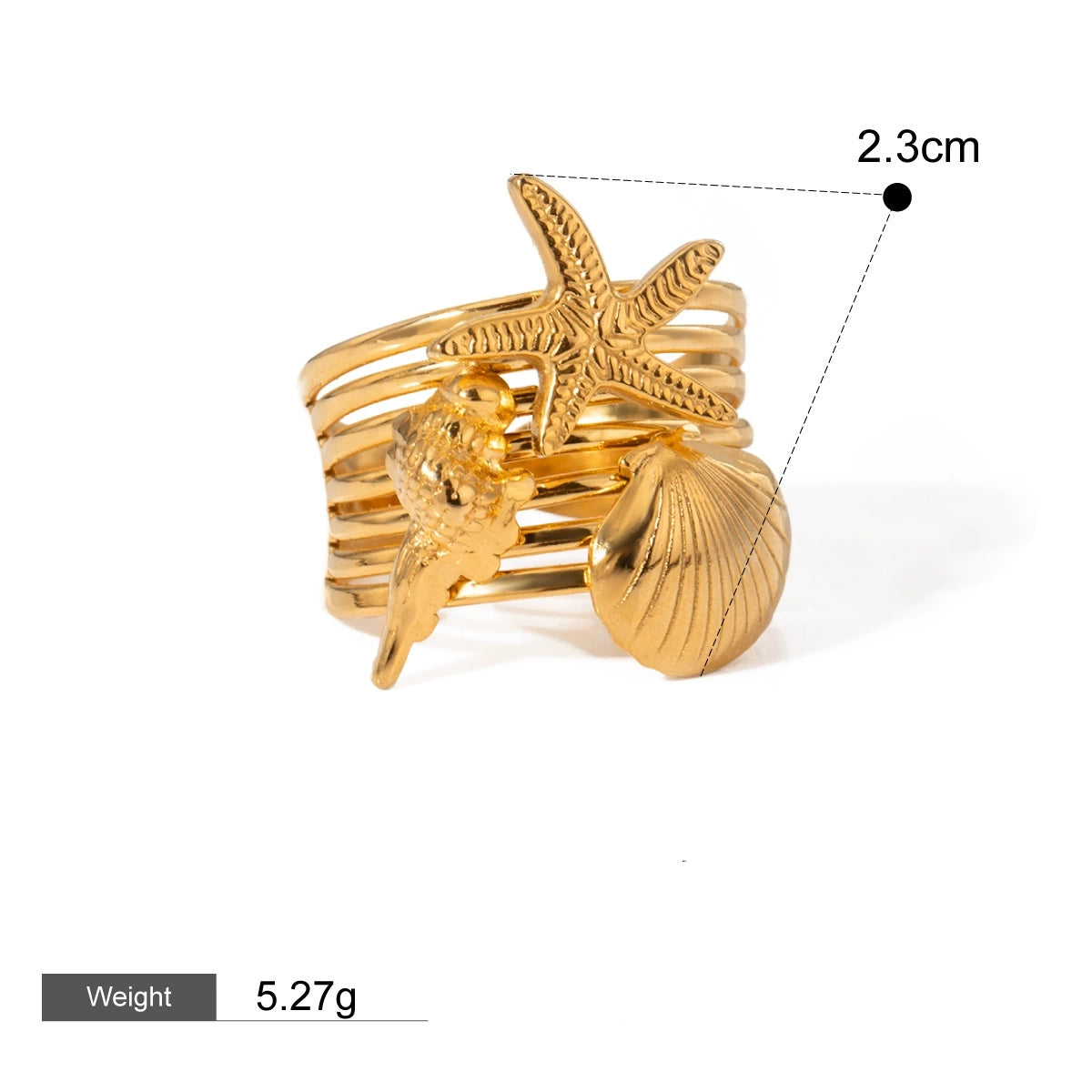 Ringsett Dame 18K Gullbelagt - Geometrisk Design med Zirkon Justerbar Style J-021