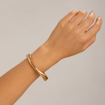 Armbånd Dame 18K Gullbelagt - Geometrisk Bred Tekstur Design Edel Lett Luksus Style E-30