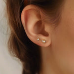 Sølvøredobber S925 Stjerne med Diamanter - Starburst Design