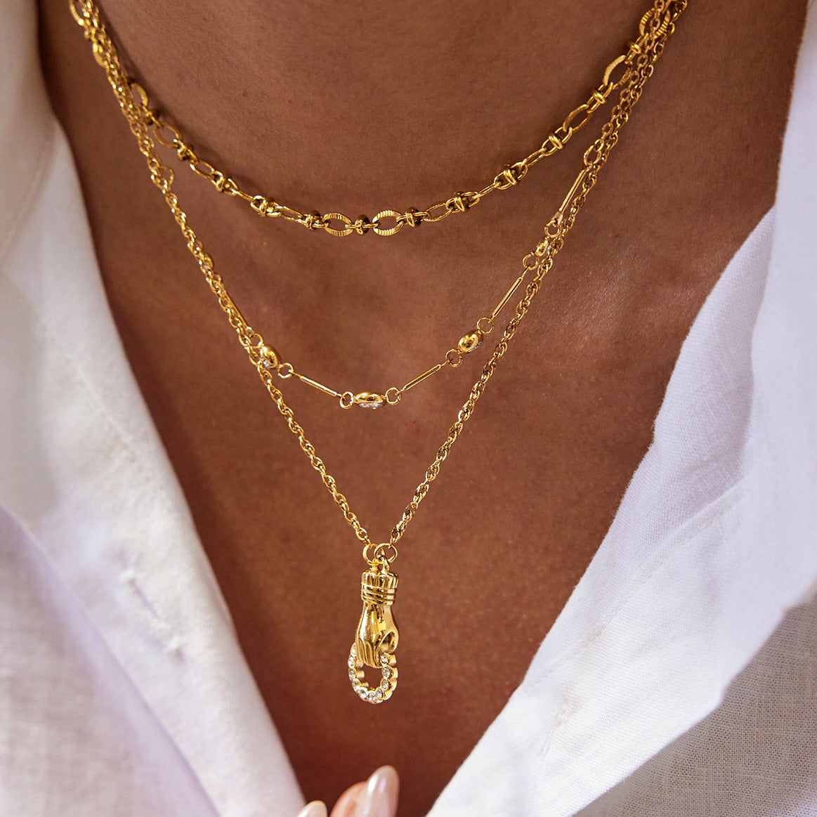 Vennskapshalskjede Dame 18K Gull Rhinestone | Titanstål Gave