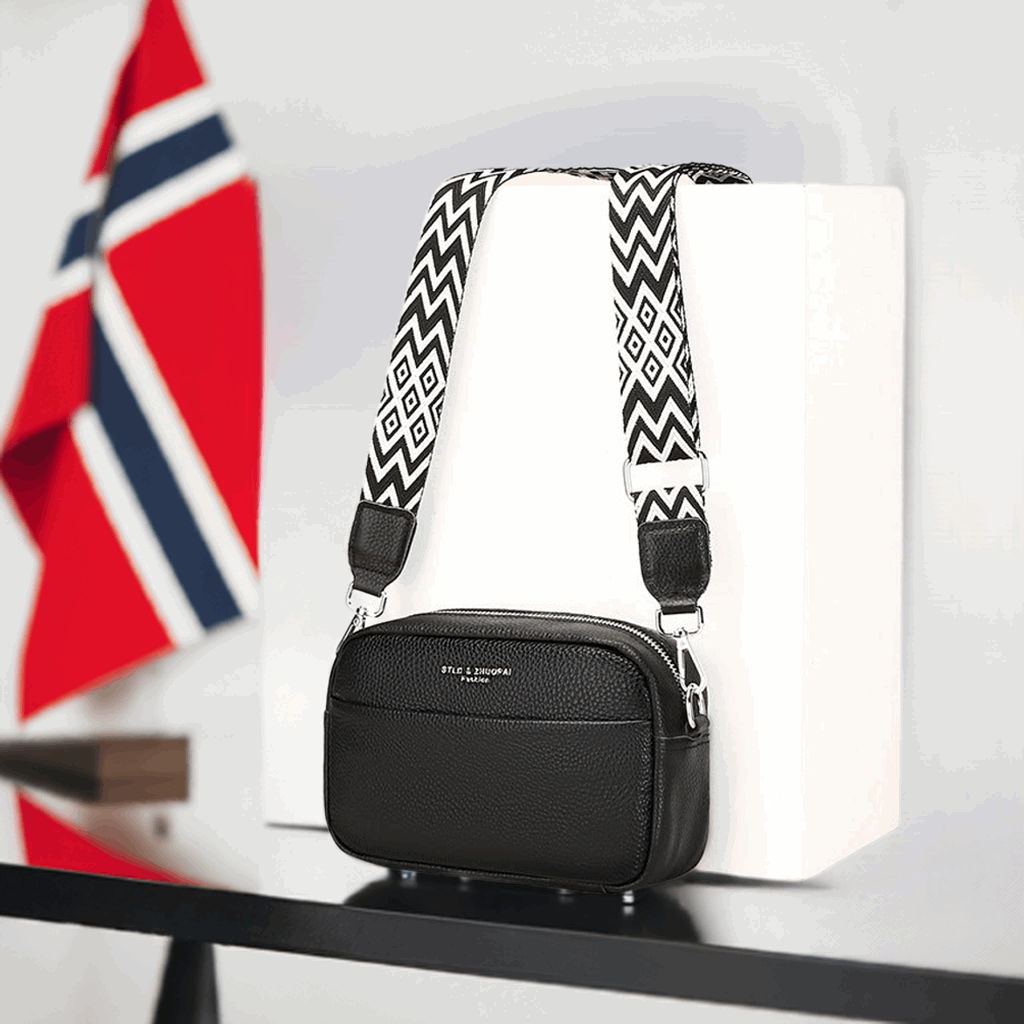 Liten Crossbody Veske Dame svart Ekte Skinn - 9 Farger 369kr