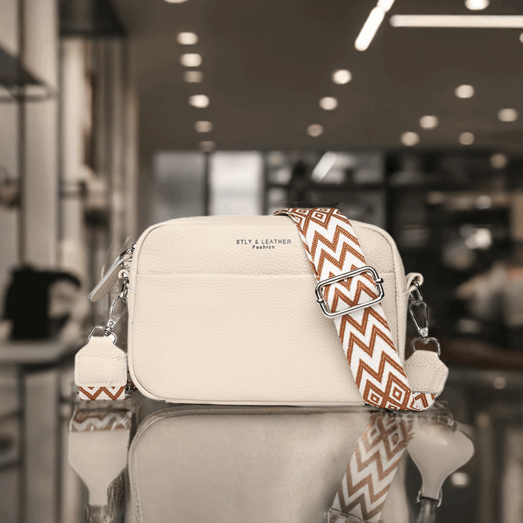 Crossbody Veske Dame beige Ekte Skinn - 5 Farger 399kr