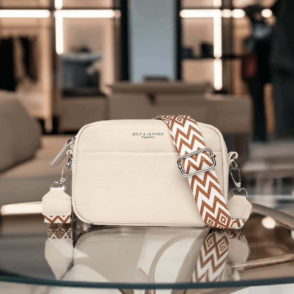 Crossbody Veske Dame beige Ekte Skinn - 5 Farger 399kr