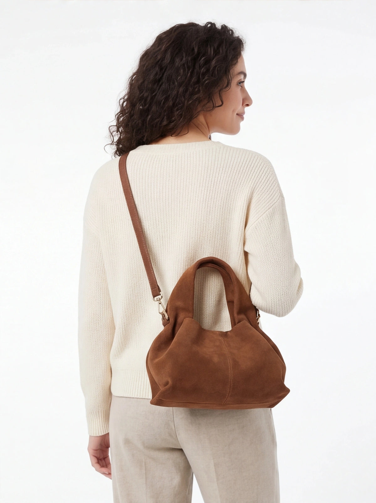 Crossbody-veske dame – Retro skulderveske med magnetlås | Bucket-design