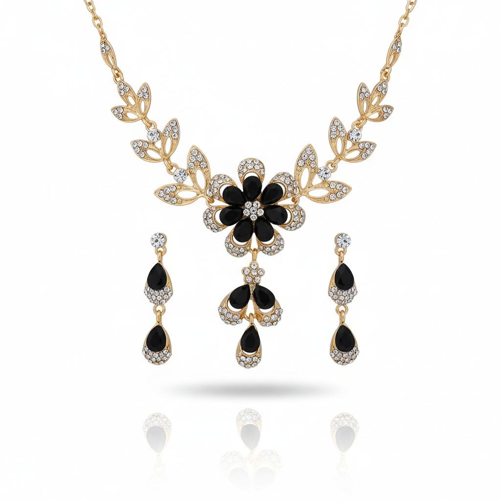 Luksus Smykkesett - Dråpeformet Blomster