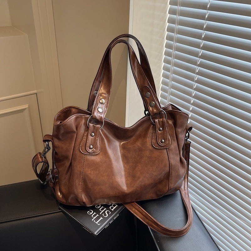 Retro Tote Bag Dame | Europeisk Stil Skulder- og Crossbody-veske
