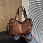 Retro Tote Bag Dame | Europeisk Stil Skulder- og Crossbody-veske
