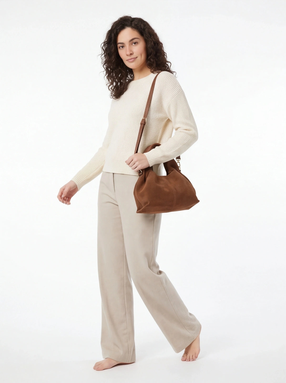 Crossbody-veske dame – Retro skulderveske med magnetlås | Bucket-design