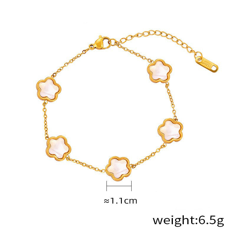 Smykkesett Dame 18K gullbelagt - Blomst Edelsten Øredobber Armbånd Halskjede Bracelet