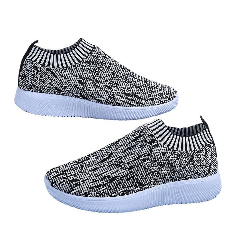 Flats Sneakers for Løping og Gåturer - Stripe Knit Sock Shoes - Trendyglobal 