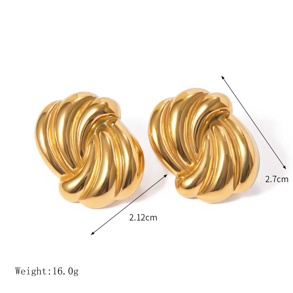 Øredobber Dame 18K Gullbelagt - Geometrisk Bar/Tråd/Bølge Design Style A-03