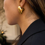 Øredobber Dame 18K Gullbelagt - Hjerteformet Titanstål Stud