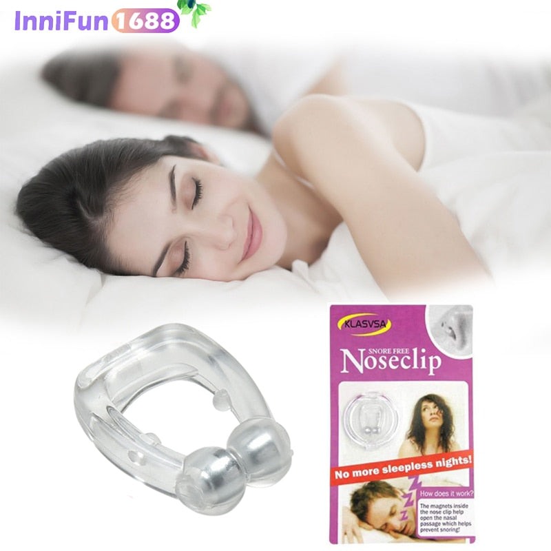 Silicone Magnetic Anti Snore Stop Snoring Nose Clip Sleep Tray Sleeping Aid Apnea Guard Night Device - Trendyglobal 