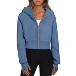 Sporty Kort Hoodie Cardigan - Sea blue / S