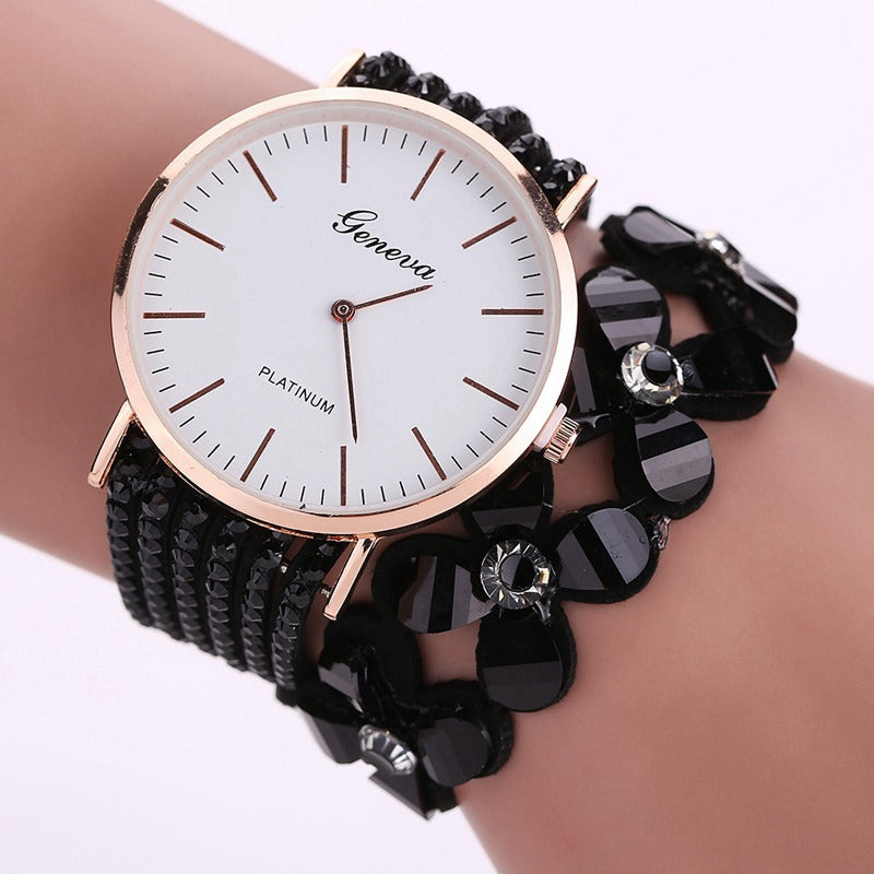 Fashion Geneva Flowers Watches Women Dress Elegant Quartz Bracelet Ladies Watch Crystal Diamond Wrist Watch Gift Reloj Mujer - Trendyglobal 