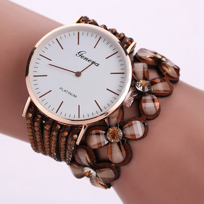 Fashion Geneva Flowers Watches Women Dress Elegant Quartz Bracelet Ladies Watch Crystal Diamond Wrist Watch Gift Reloj Mujer - Trendyglobal 