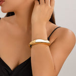 Armbånd Dame 18K Gullbelagt - Geometrisk Bred Tekstur Design Edel Lett Luksus Style I-35