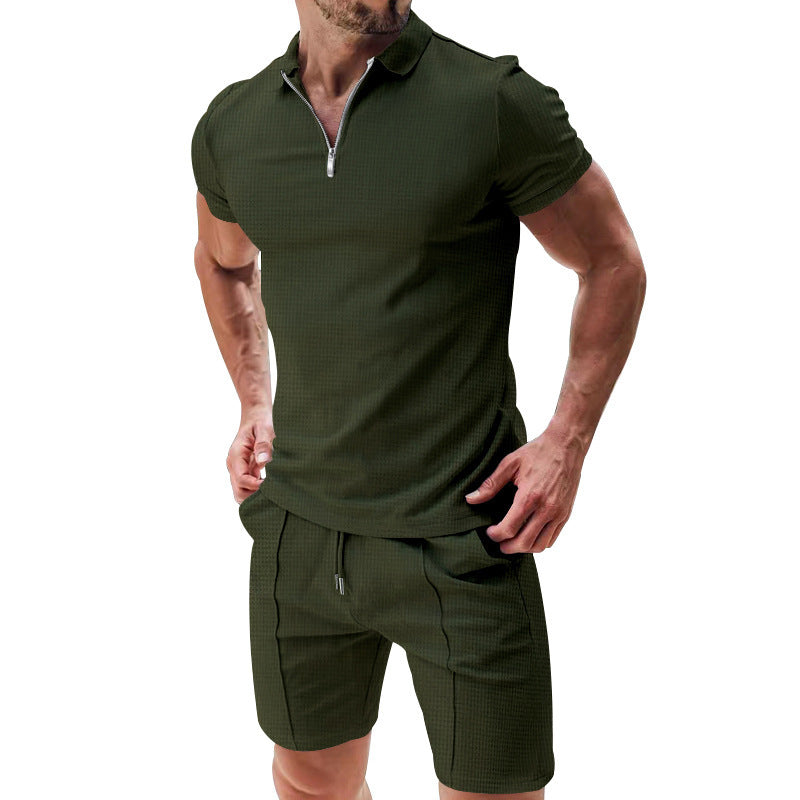 Sommersett Herre med Skjorte og Shorts Army Green