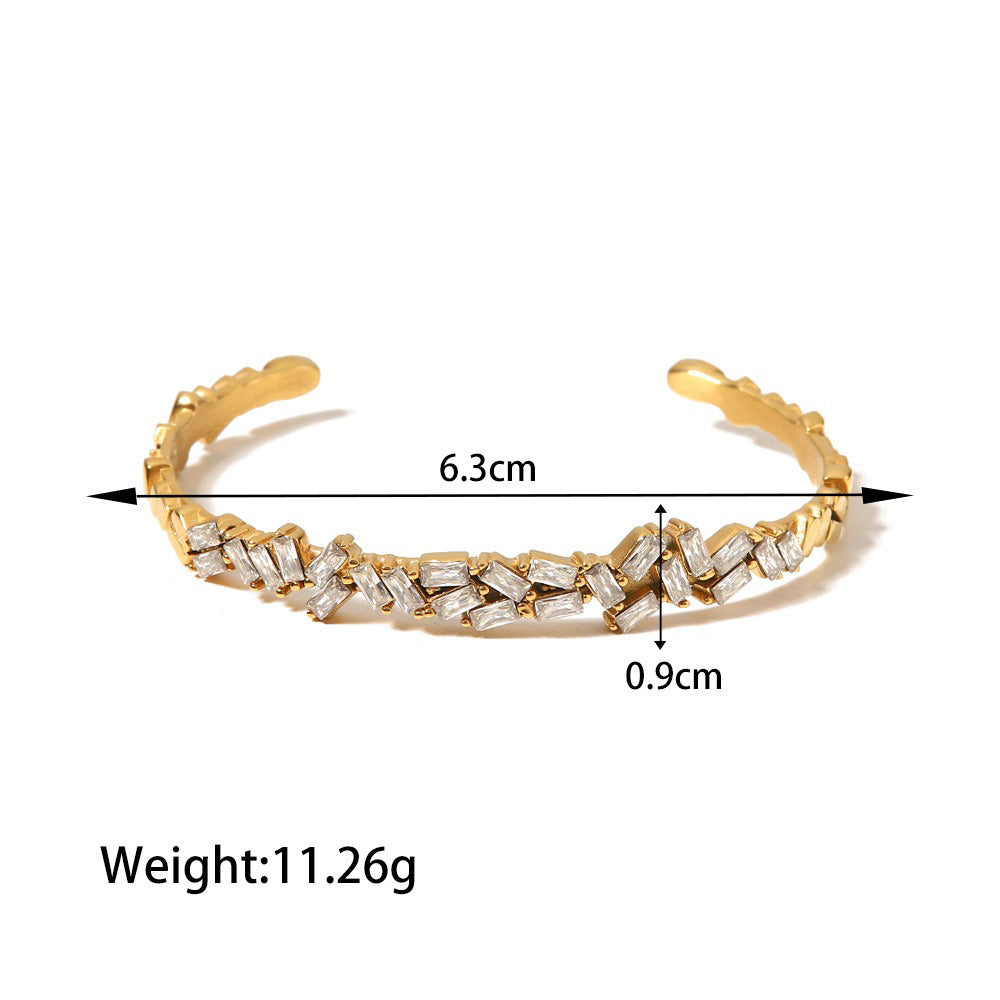 Smykkesett Dame 18K Gullbelagt - Geometrisk Edelsten Armbånd Hårtilbehør Style G-Bracelet-42