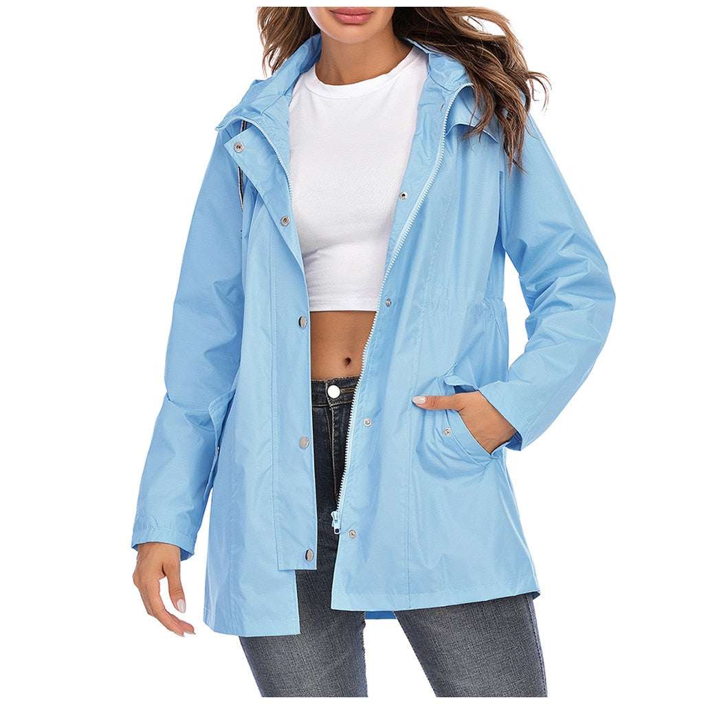 Dame Lett Regnfrakk med Glidelås sky blue