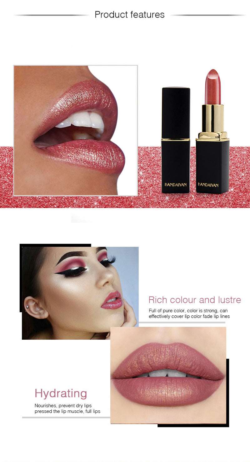 Shiny Metallic Lipstick Pearlescent Color Temperature Change Lipstick Gilt Lipstick - Trendyglobal 