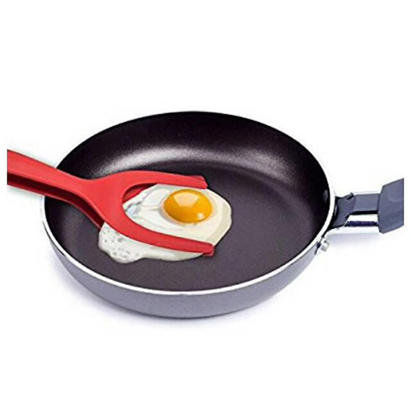 2 In 1 Grip And Flip Tongs Egg Spatula Tongs Clamp Pancake Fried Egg French Toast Omelet Overturned Kitchen Accessories - Trendyglobal 