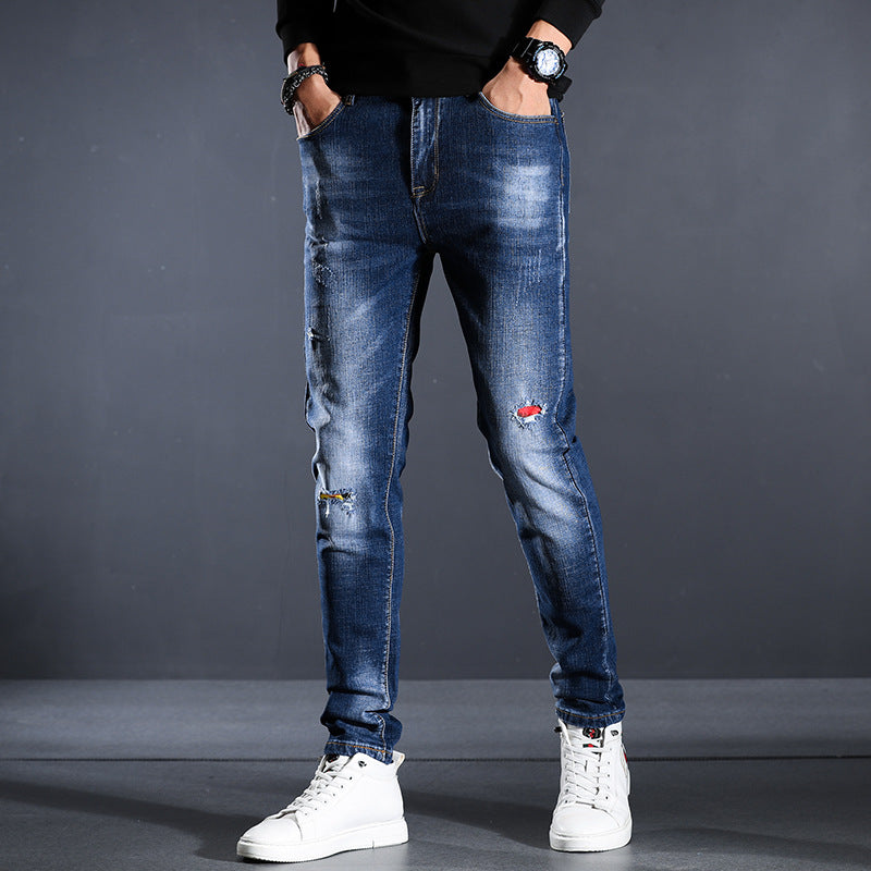 Jeans for menn, fire årstider Slim Fit-hull - Trendyglobal 