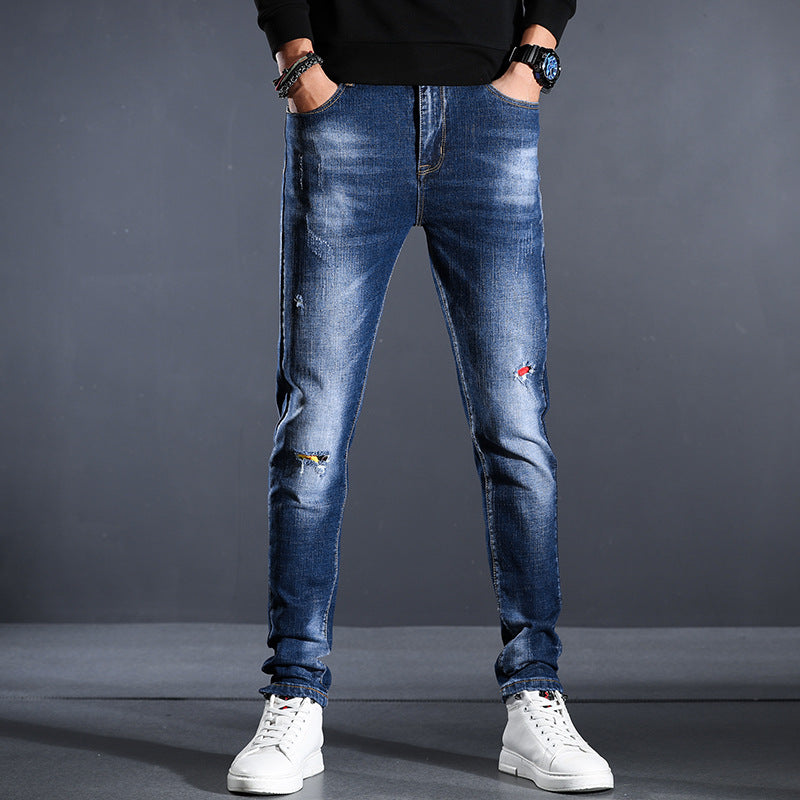 Jeans for menn, fire årstider Slim Fit-hull - Trendyglobal 