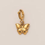 18K Gull Halskjede med Zirkonia Anheng - Elegant Smykke Butterfly Pendant