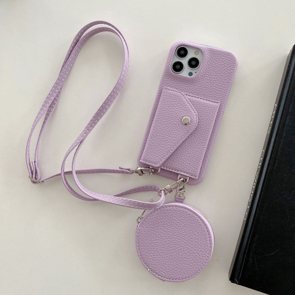 Crossbody iPhone Deksel med Kortholder - Purple / iPhone7