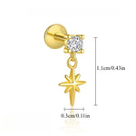 Sølvøredobber S925 Stjerne med Diamanter - Starburst Design Ear C 49(A pair)