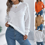 Ensfarget Pullover med Lantern-ermer - Genser