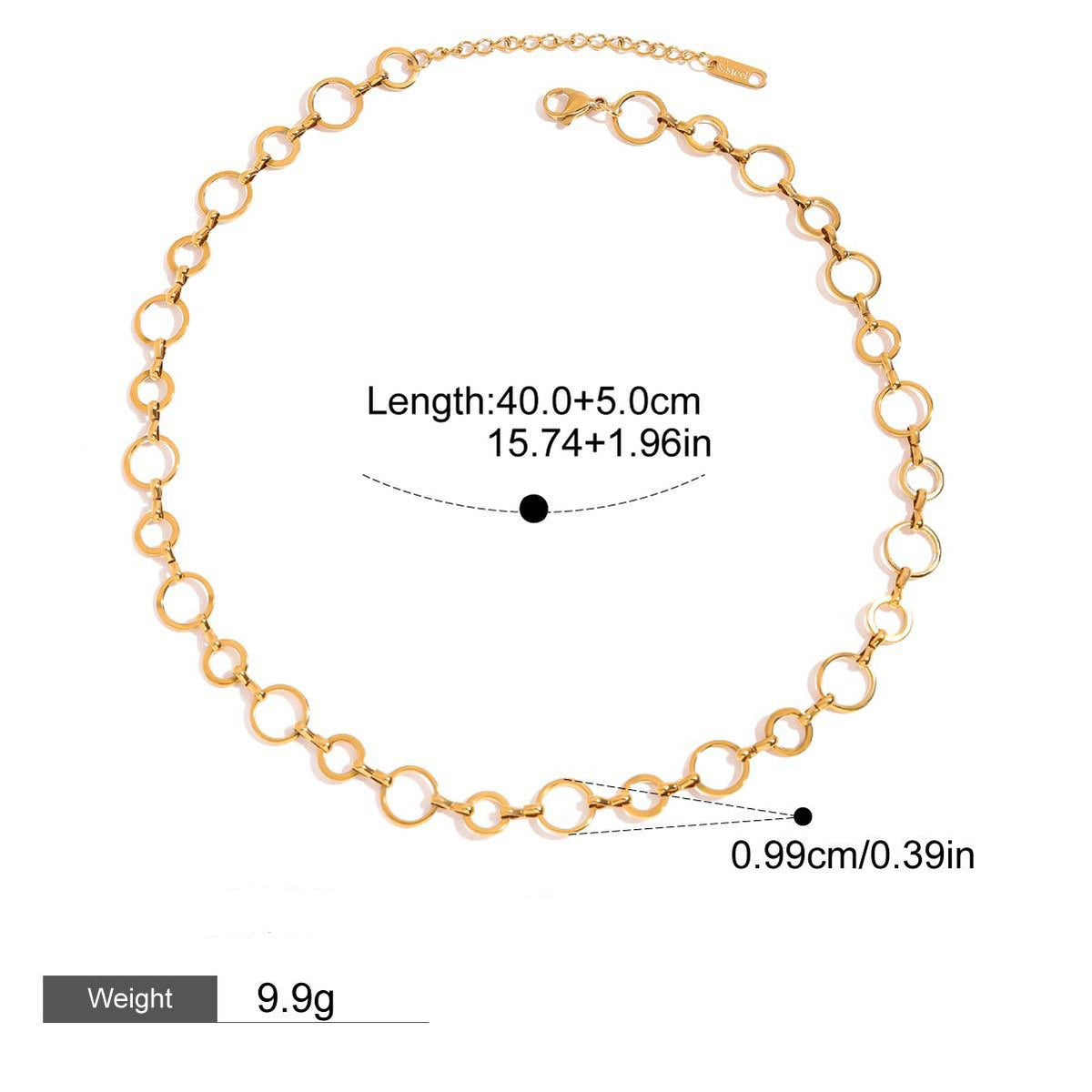 Halskjede Dame 18K Gull - Enkel og Elegant Kjede Design Style B-13