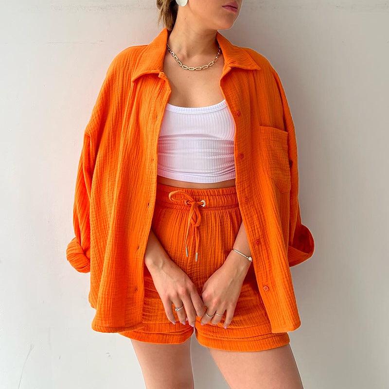 Langarmede skjorte og shorts Orange