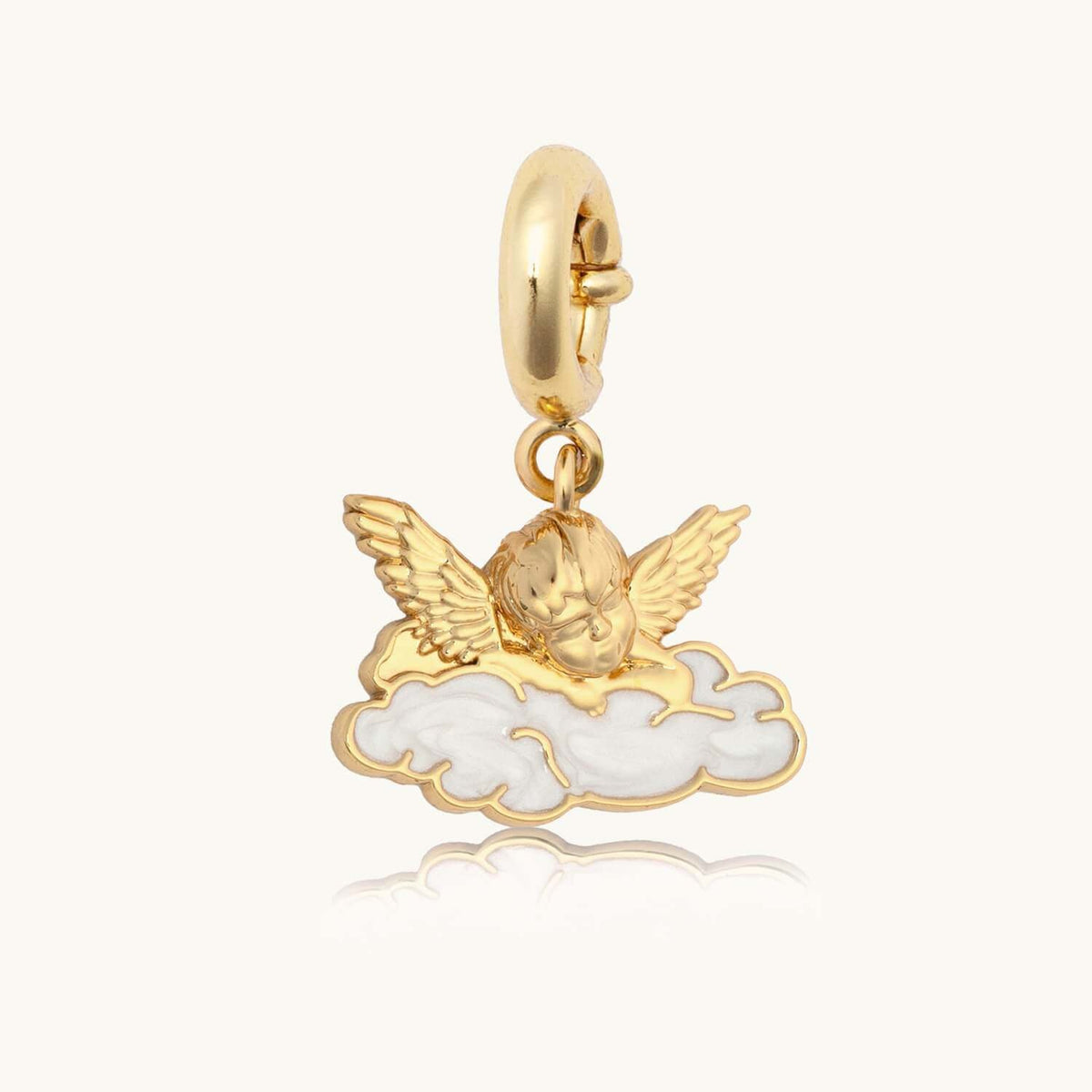 18K Gull Halskjede med Zirkonia Anheng - Elegant Smykke Sleeping Cupid Pendant