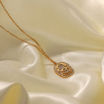 18K Gullbelagt Geometrisk Øye Anheng Halskjede med Zirkonia