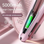 Wireless Hair Straightener Flat Iron Mini 2 IN 1 Roller USB 5000mAh Max 200 Degree Portable Cordless Curler 4 Levels Dry And Wet Uses - Trendyglobal 