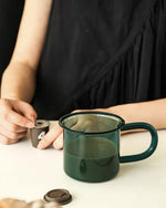 Set of 2 - Hand Blown Retro Glass Coffee Mugs ( $19.9 each ）