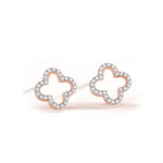 Øredobber Dame S925 Stølv - Skog-stil Firkløver Diamant Rose