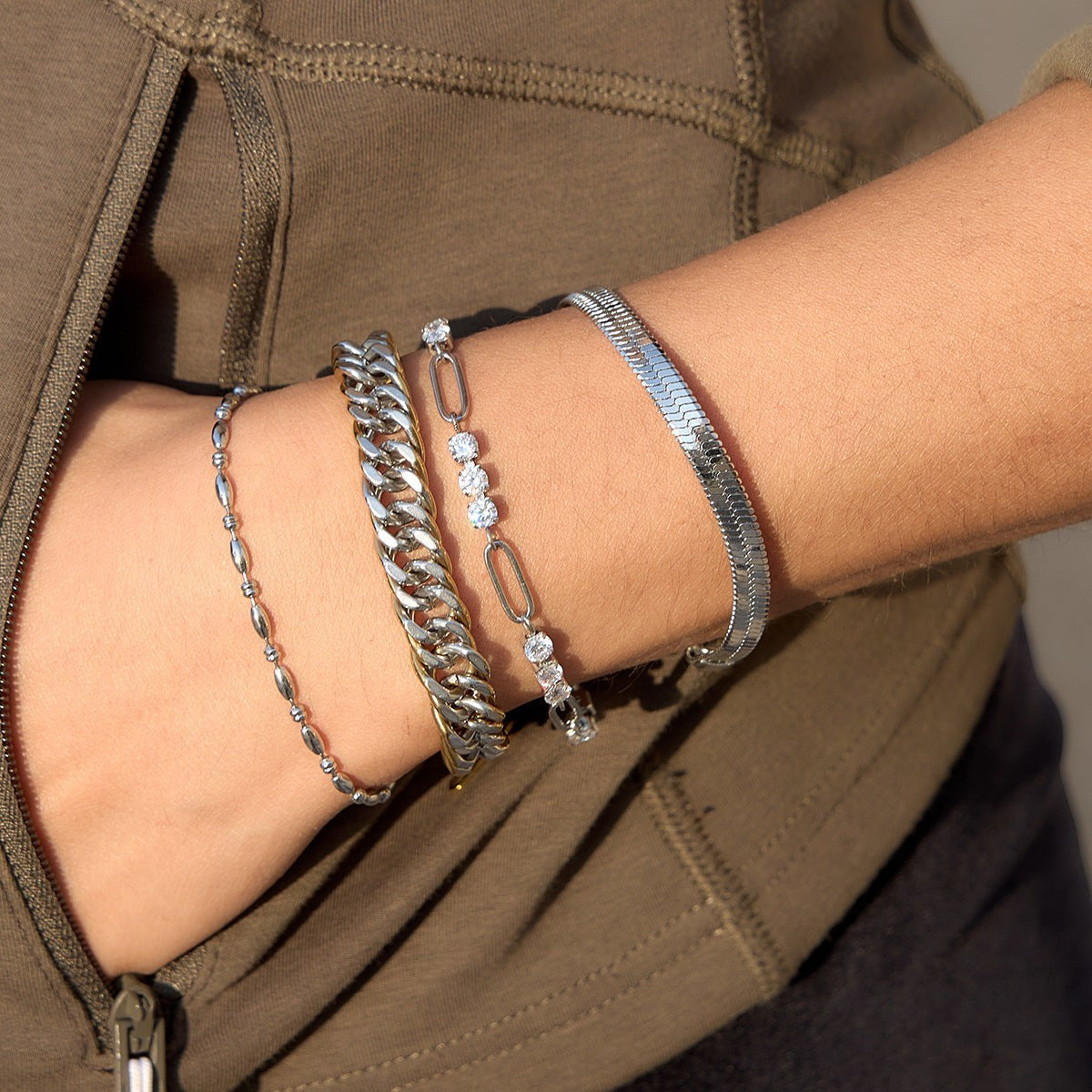 Cubansk Lenke Armbånd i Rustfritt Stål – To-Tonet Design