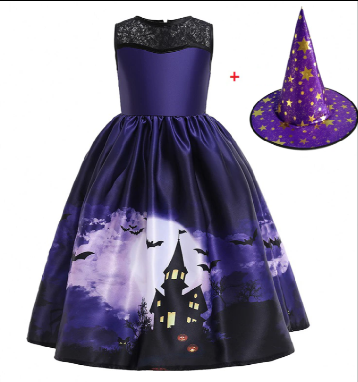 Halloween Prinsessekjole med printet Mesh - Trendyglobal 