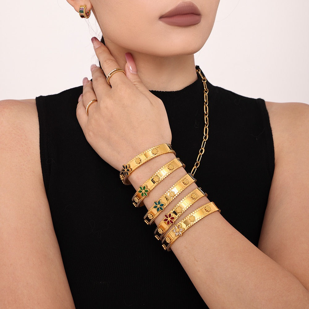 Armbånd Dame 18K Gullbelagt - Snøfnugg Edelsten Utsøkt Moteriktig