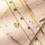 18K Gullbelagt Flerlagskjede med Øye og Diamanter - Trendy Design