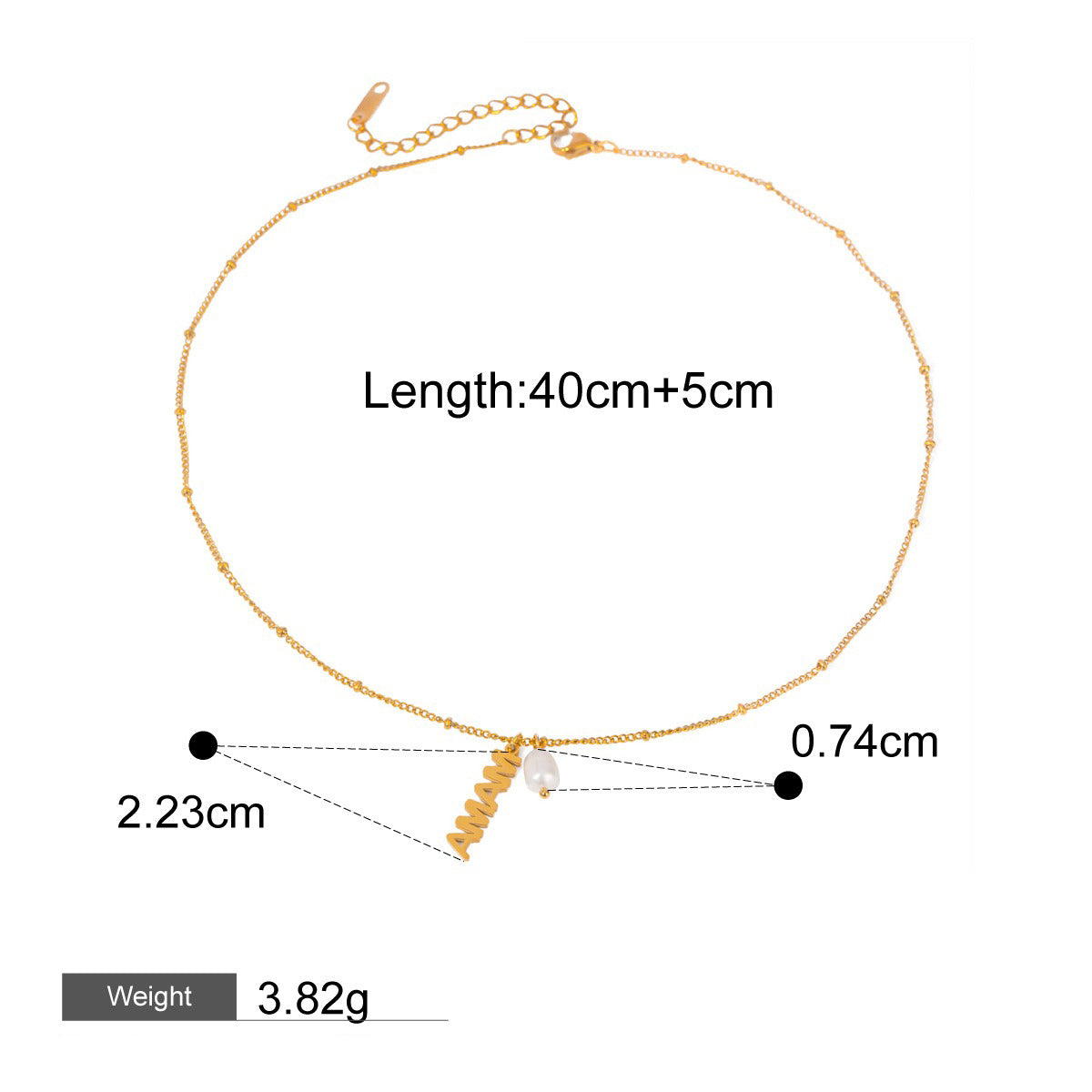 Halskjede og Ring Sett Dame 18K gullbelagt - MOM Hjerte Design med Zirkon Style B-Necklace-06