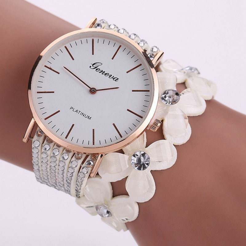 Fashion Geneva Flowers Watches Women Dress Elegant Quartz Bracelet Ladies Watch Crystal Diamond Wrist Watch Gift Reloj Mujer - Trendyglobal 