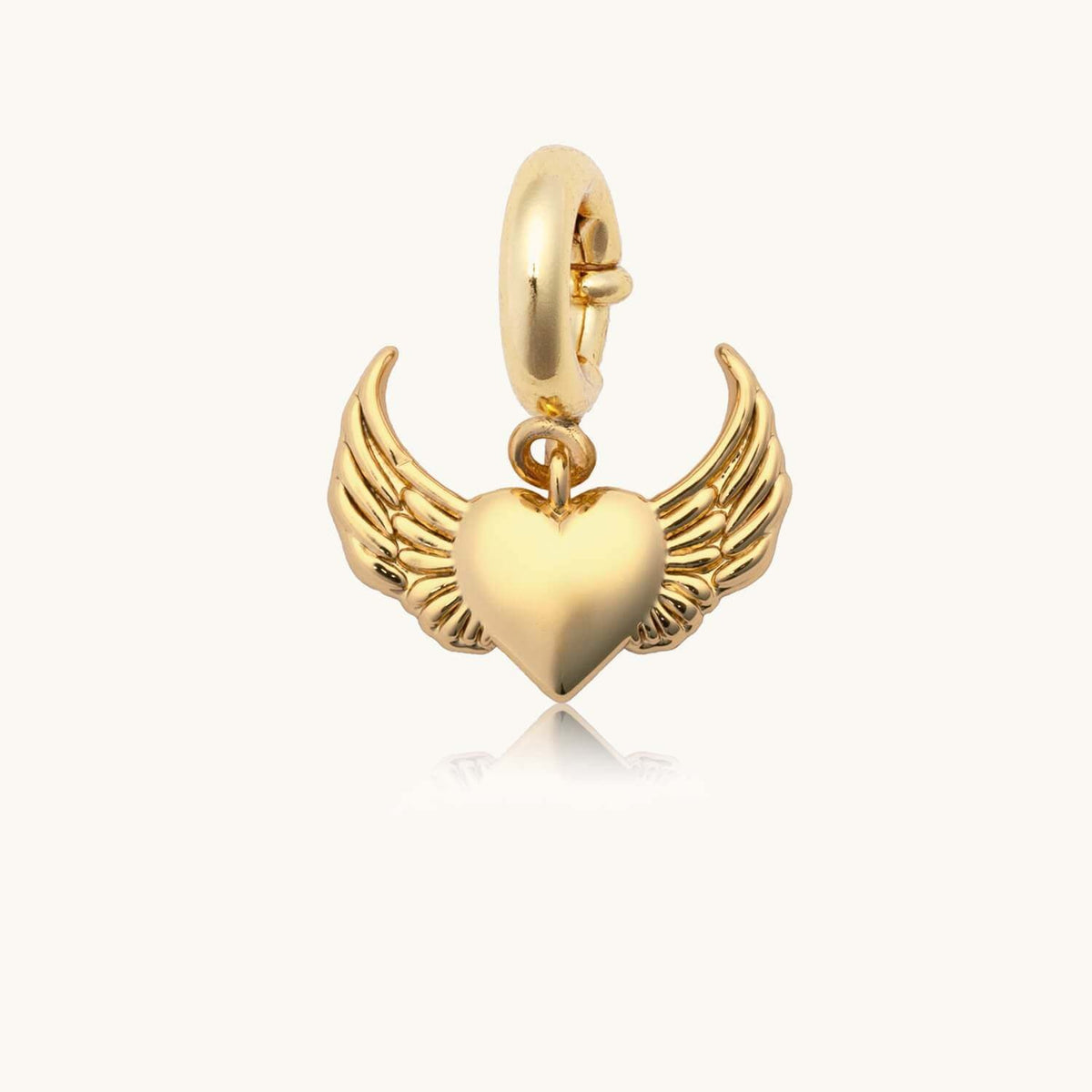18K Gull Halskjede med Zirkonia Anheng - Elegant Smykke Heart Wings Pendant