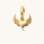18K Gull Halskjede med Zirkonia Anheng - Elegant Smykke Heart Wings Pendant