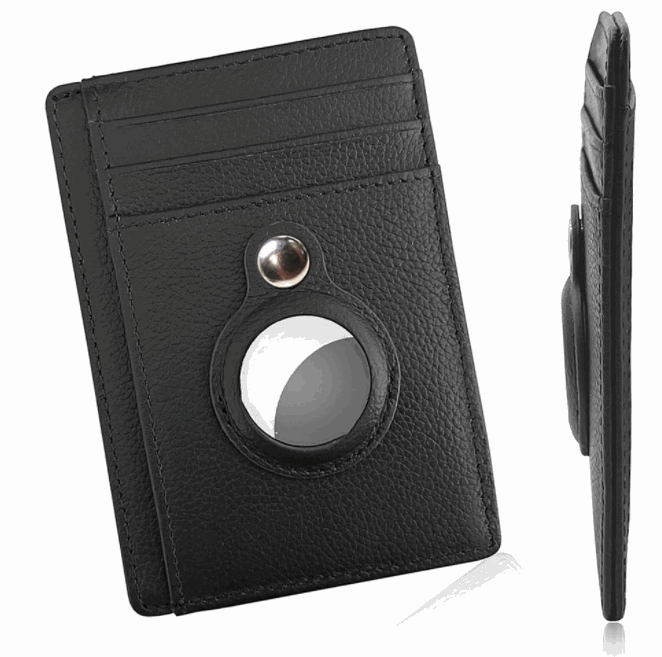 AirTag Wallet Anti Theft Bullet Card Bag Multi-functional Rfid Card Holder Men's Leather Slim Wallets For Airtag Air Tag - Trendyglobal 