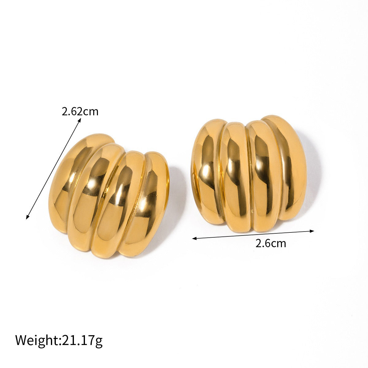 Øredobber Dame 18K Gullbelagt - Geometrisk Bar/Tråd/Bølge Design Style G-59